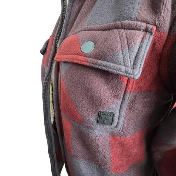 Mens Red & Gray Plaid Fleece Jacket Full Zip Size Small Voyager NWOT JJ4110 - Picture 8 of 13